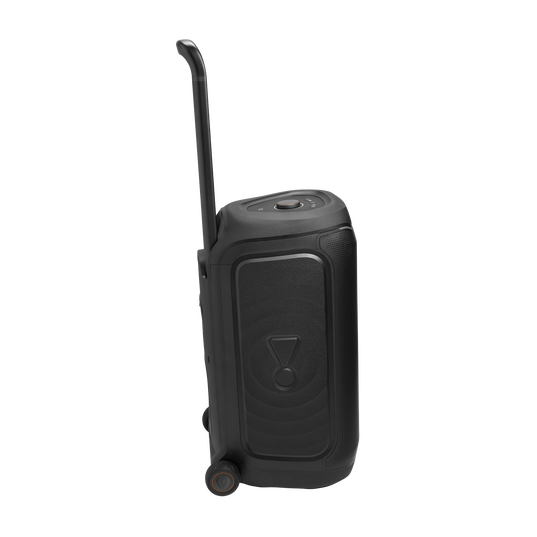 JBL PartyBox 330 - Black - Portable party speaker with JBL legendary sound, futuristic lighting, a telescopic handle and wide wheels. - Left